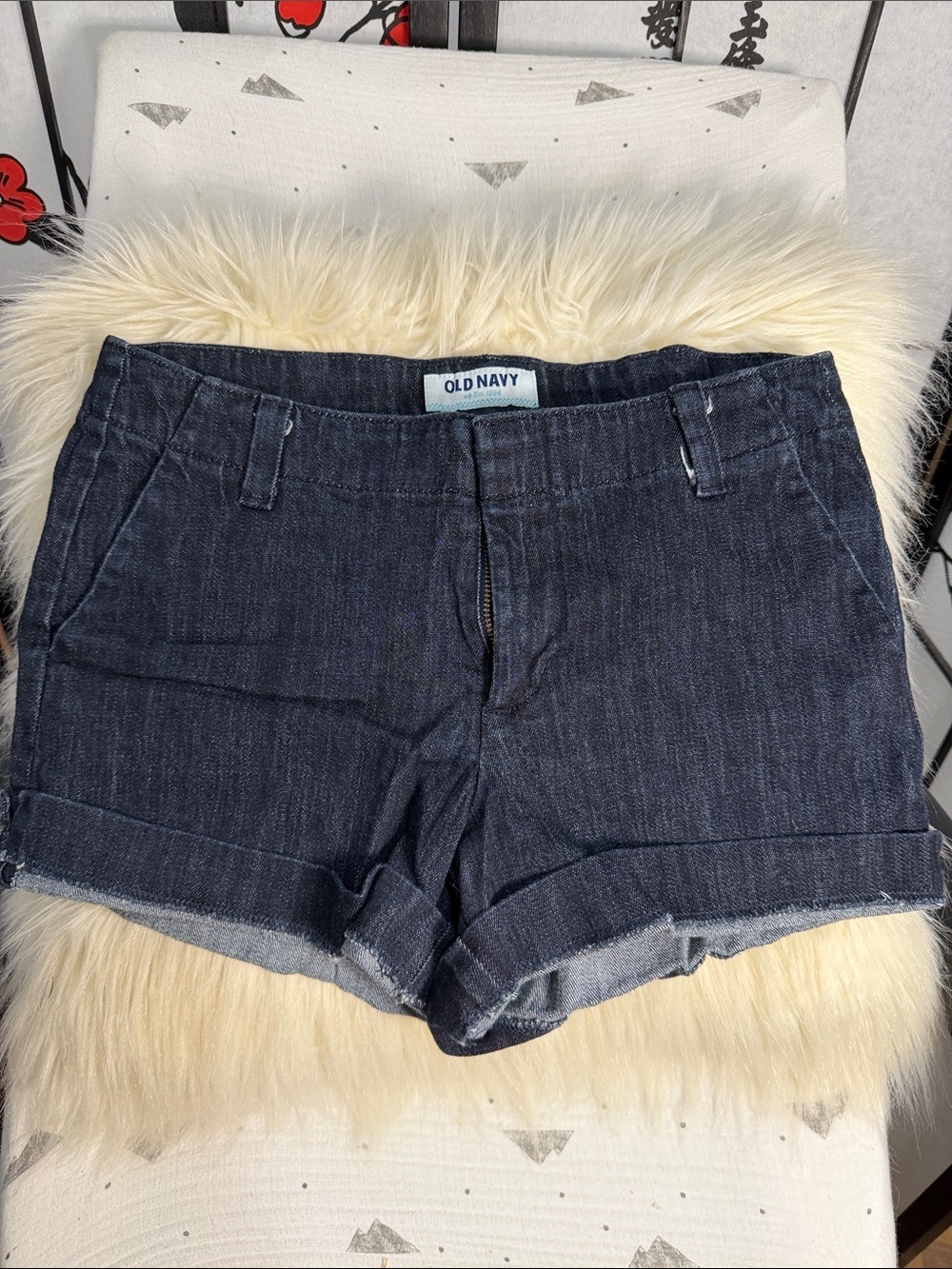 Old Navy Dark Blue Denim Cuffed Jean Shorts